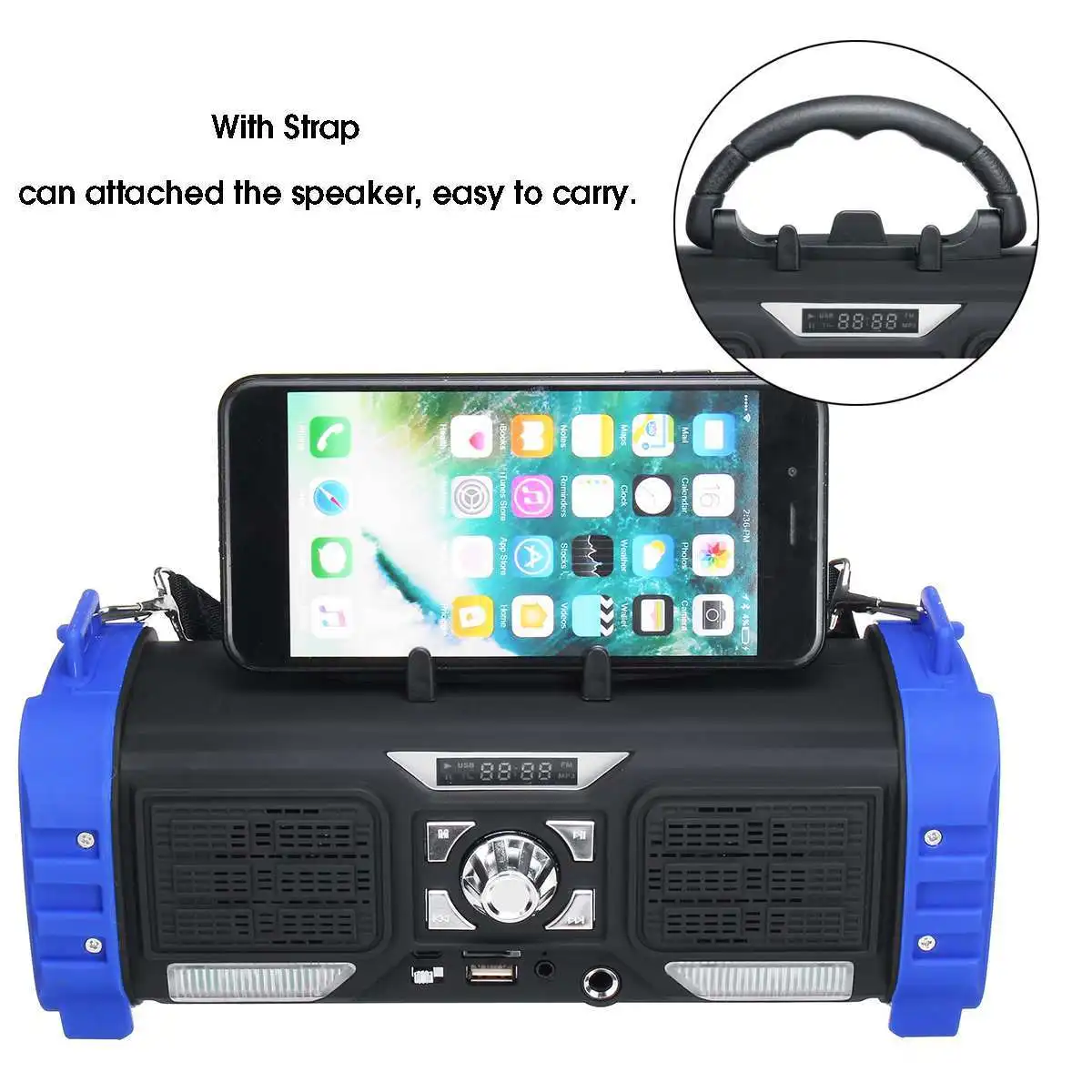 Portable Wireless Bluetooth Speaker 2*5w Wireless Loudspeaker Digital Sound System Phone Holder Speaker W/Colored Lights 2200mah