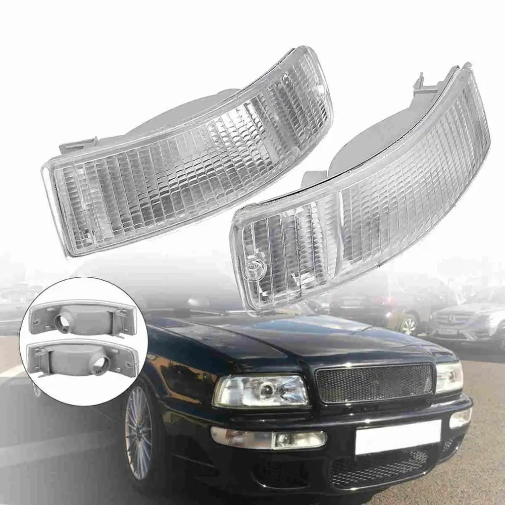 1 пара индикаторов мигалка указатели поворота белый янтарь для Audi 80 90 B4 8G 1988-2000 - Цвет: White