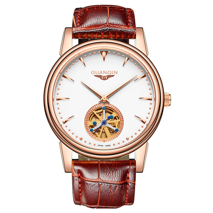 Мужские s часы лучший бренд класса люкс GUANQIN мужские часы спортивные Tourbillon автоматические механические кожаные Наручные часы GJ16048