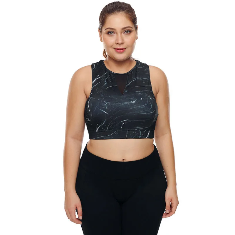 Женский топ для фитнеса спортивный бюстгальтер плюс размер Йога тренажерный зал