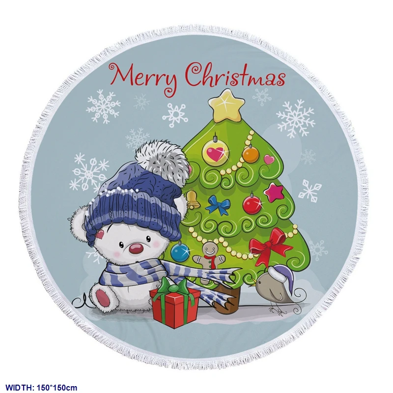 1 шт. 150*150 см DIY полотенце Merry Christmas микрофибра и кисточка полотенце с принтом используется для пикника Рождество пляж полотенце catoon