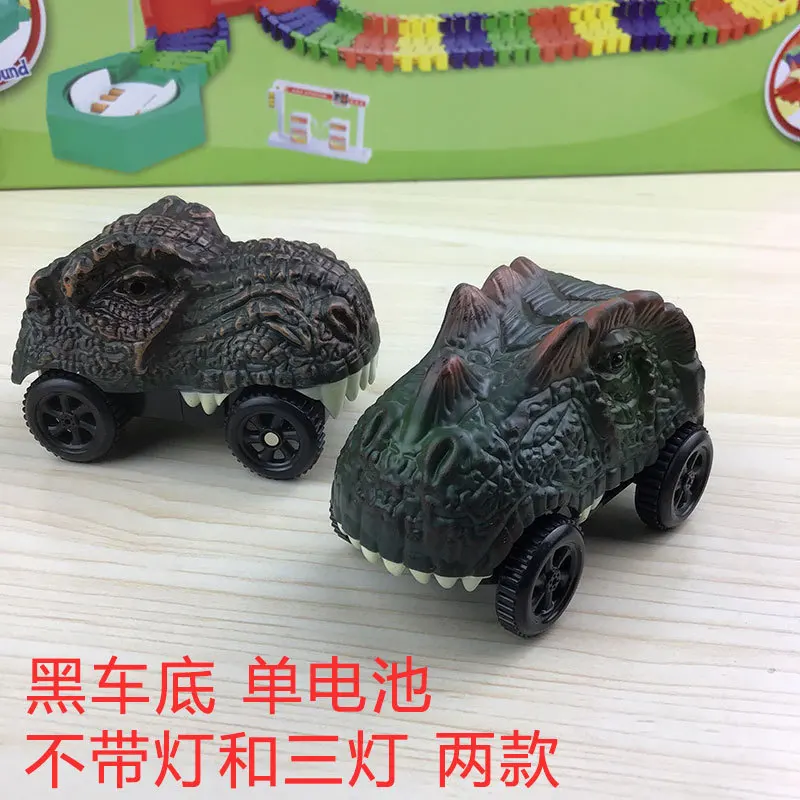 Светодиодный светильник DIY Diecast Электрический динозавр автомобиль светящаяся дорожка Трицератопс Ассемб светодиодный рельс игрушки для детей подарок на день рождения