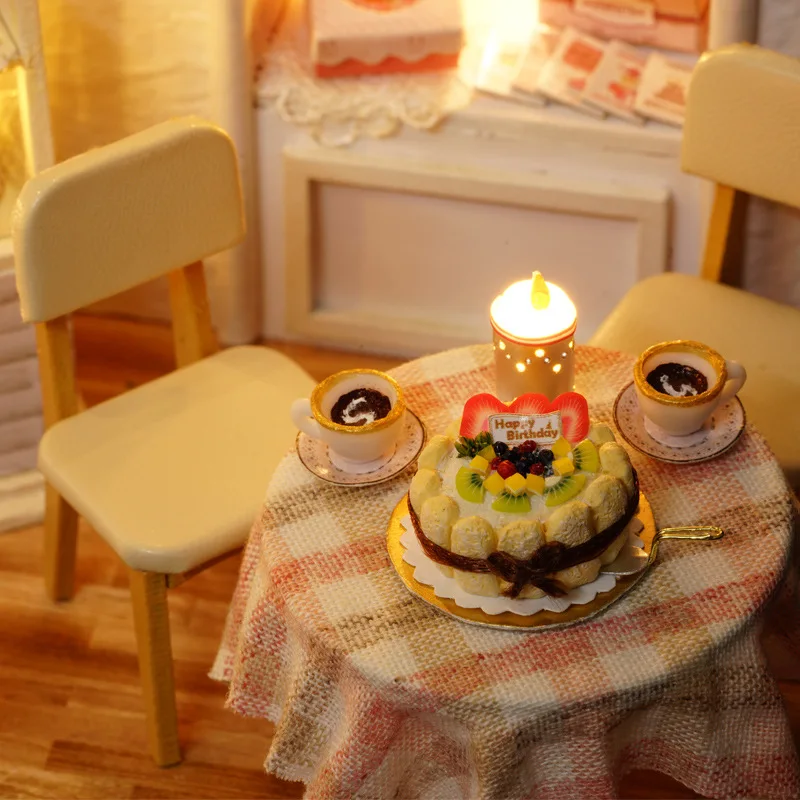 Кукольный домик комнате Diy игрушка дом счастливым маленький мир миниатюрный