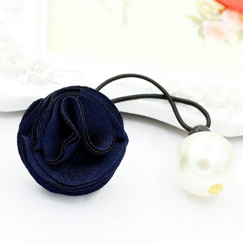 Резинка для волос кольцо цветок роза жемчуг эластичная повязка на голову женщин