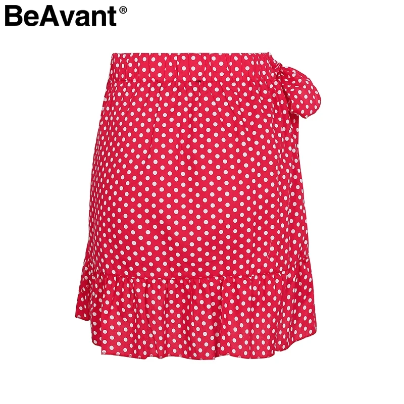 BeAvant Boho юбки с цветочным принтом женские весенние мини-юбки в горошек летние уличные юбки в полоску с оборками Женские