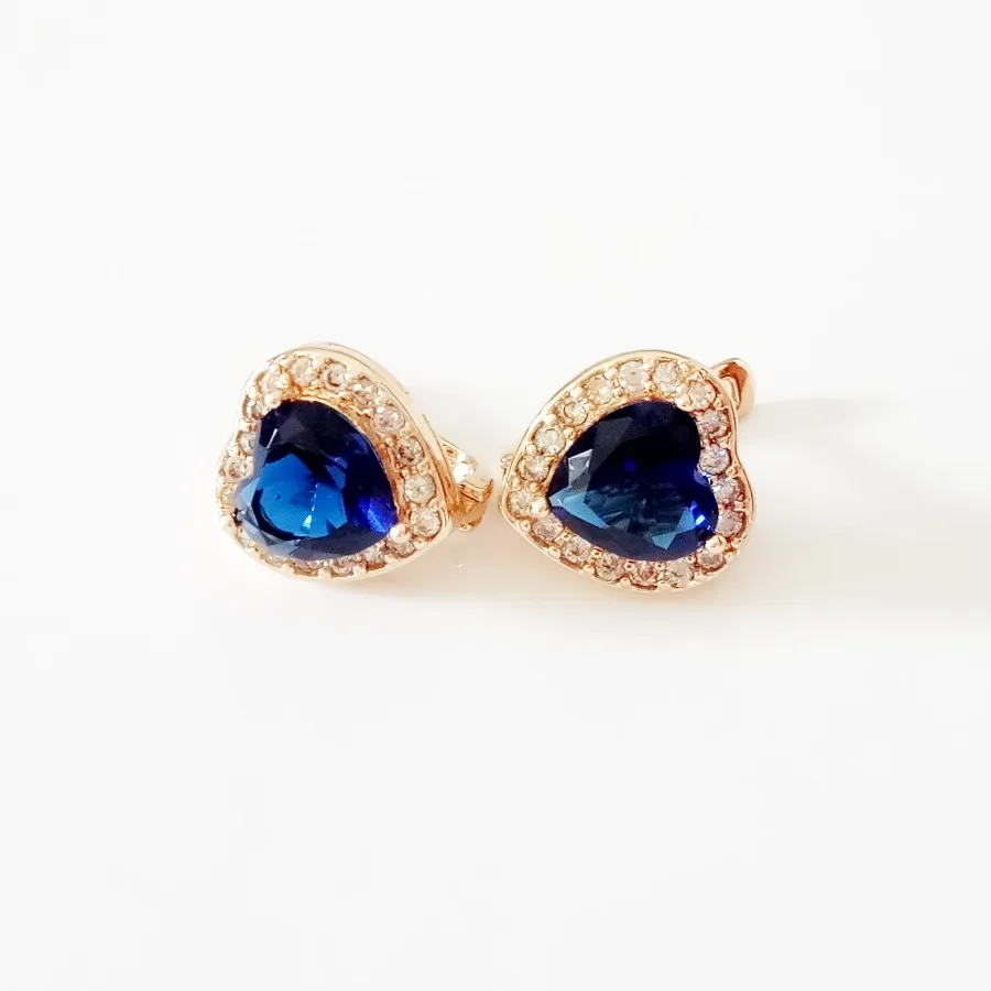 

Fashion Women Earring Rose Gold 585 Color Jewelry Heart Shape Stone Earrings Designs for Woman