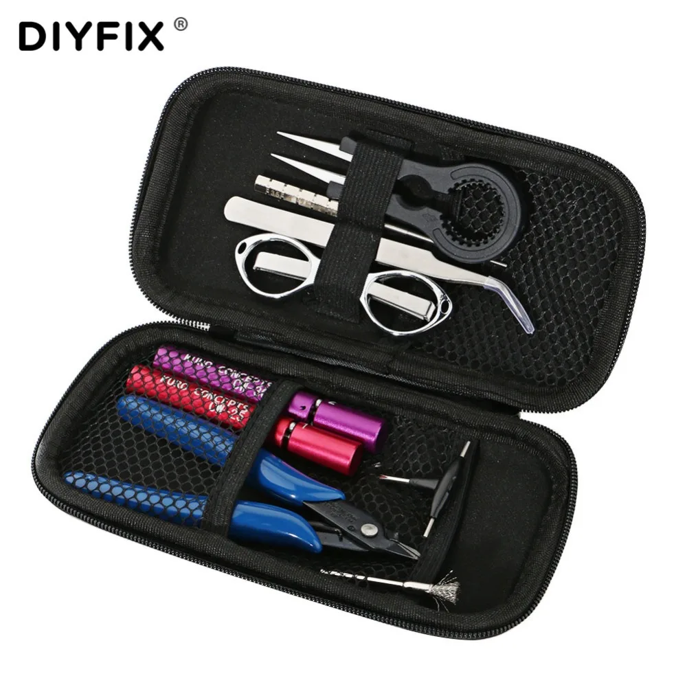 9 в 1 Vape DIY Набор инструментов сумка проволочная катушка джиг обмотки керамический