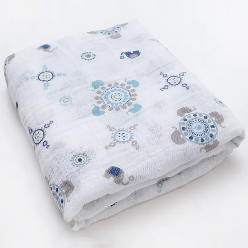 The baby elephant Подгузники из муслина, хлопковые детские пеленки, детские одеяла, банное полотенце для новорожденного, марлевые детские спальные мешки, аксессуары для детской кроватки, чехол для коляски - Цвет: The baby elephant