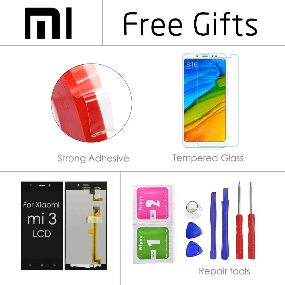 5 0 ''оригинальный черный ЖК дисплей для XIAOMI Mi3 сенсорный экран Xiaomi Mi 3 Замена с