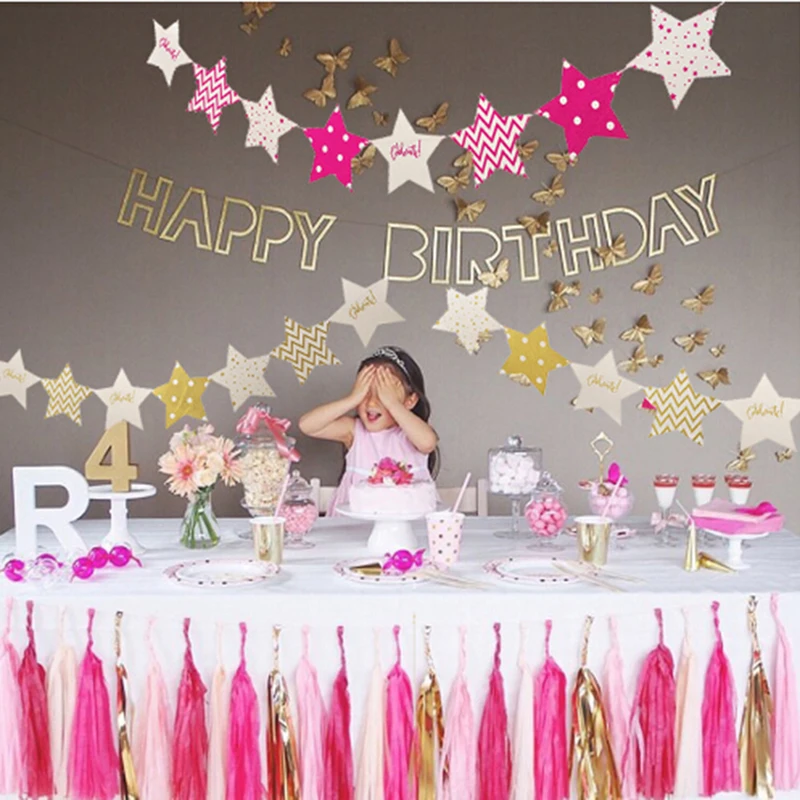 8 шт./компл. бумажный баннер с блестками и звездами гирлянда для свадьбы дня