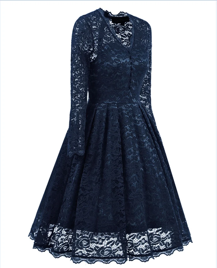 Новинка 2017 сексуальные кружева v образным вырезом платье с длинными рукавами