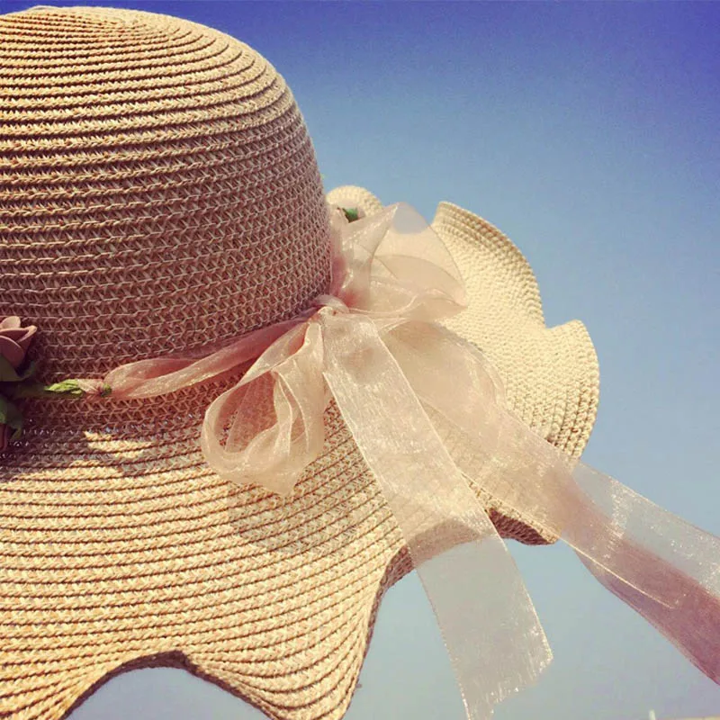 Шляпа женская Соломенная с широкими полями и защитой от УФ лучей|sun hats for women|sun