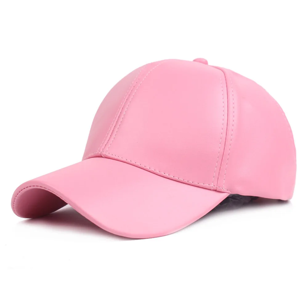 Pink Leather Cap FS Зимняя кепка из искусственной кожи для мужчин, черная, красная, белая бейсболка s, унисекс, бейсболка, женская кепка для гольфа, на заказ, кепка для грузовика, Gorra - Цвет: Pink Leather Cap