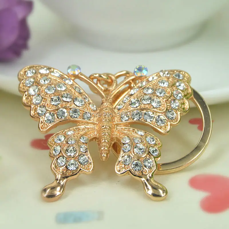 D бабочка брелок Подвеска со стразами автомобильный сумка для ключей ювелирные