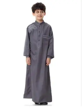 1pcs/lot  Muslim Arab Boys Robe Islamic Abaya Islamic Clothing Men Muslim Arab Long Sleeve Middle East Teenage Boy Robe