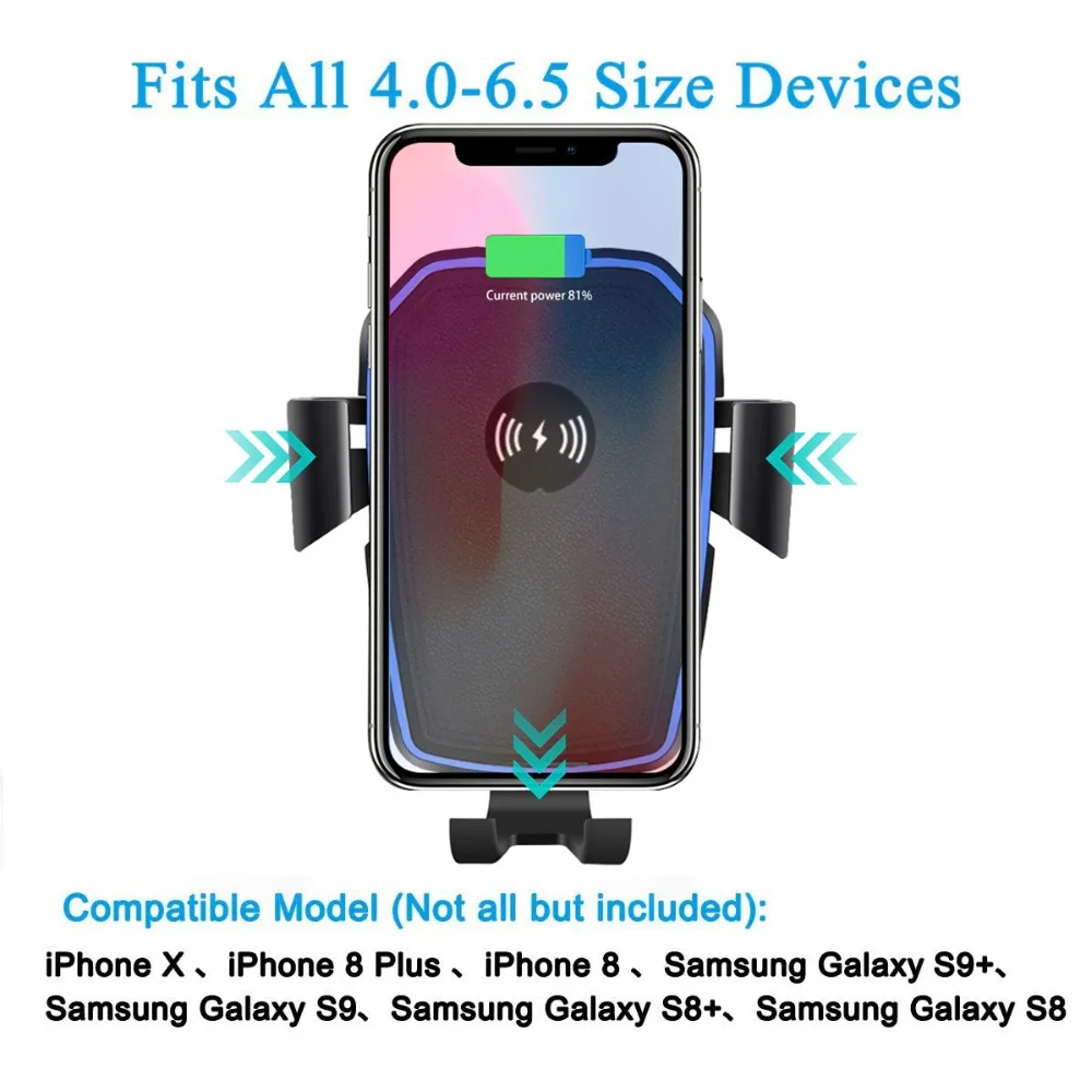 DCAE автомобильное крепление Qi Беспроводное зарядное устройство для iPhone 11 Pro X XS 8 XR 10 Вт Быстрая зарядка вентиляционное отверстие держатель для samsung S10 S9 S8 Note 10 9