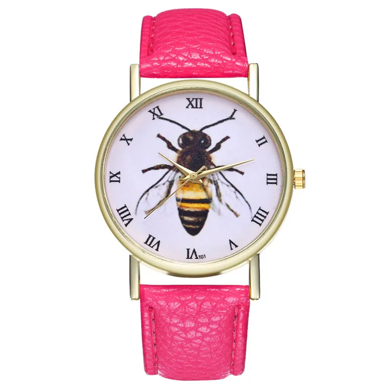 Hot Pink Horloge Dames Лучшие Продавцы минимализм креативный тренд Ретро часы пчелы насекомые женские часы Cuckoo Kol Saatie@ 50 - Цвет: Hot Pink