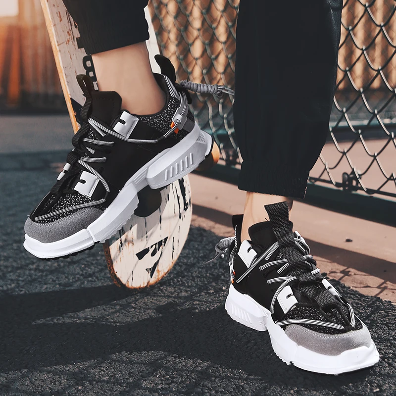 GOODRSSON New Colorful Lace Up Net Cloth Vamp Breathable Men Casual Shoes Stitching Design Summer Outdoor Sports Male Footwear