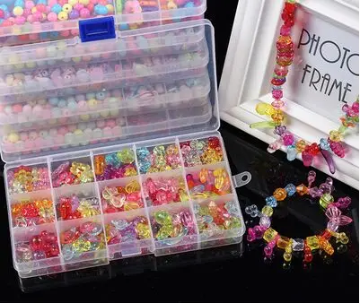 Пластиковые акриловые бусины набор аксессуаров DIY Браслеты-игрушки ювелирные изделия делая Бисер для детей набор Творческие подарки для детей подарочный набор - Цвет: Puzzle 03