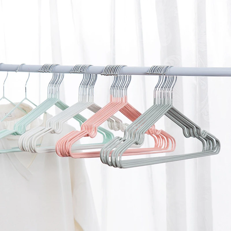 

10Pcs T Shape Steel Wire Hangers For Adult Clothes Coat Storage Rack Drying Anti-skid Hanging Wardrobe Organizer Holder 40cm