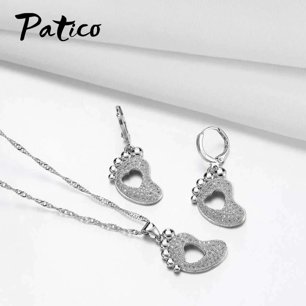 

Wedding Anniversary Party Jewelry Set Cute Exquisite Little Shape Necklace Earrings 925 Sterling Silver For Lovely Girl