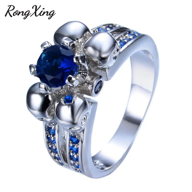 RongXing старинный панк череп синий/зеленый/розовый/белый/черный круглый Циркон