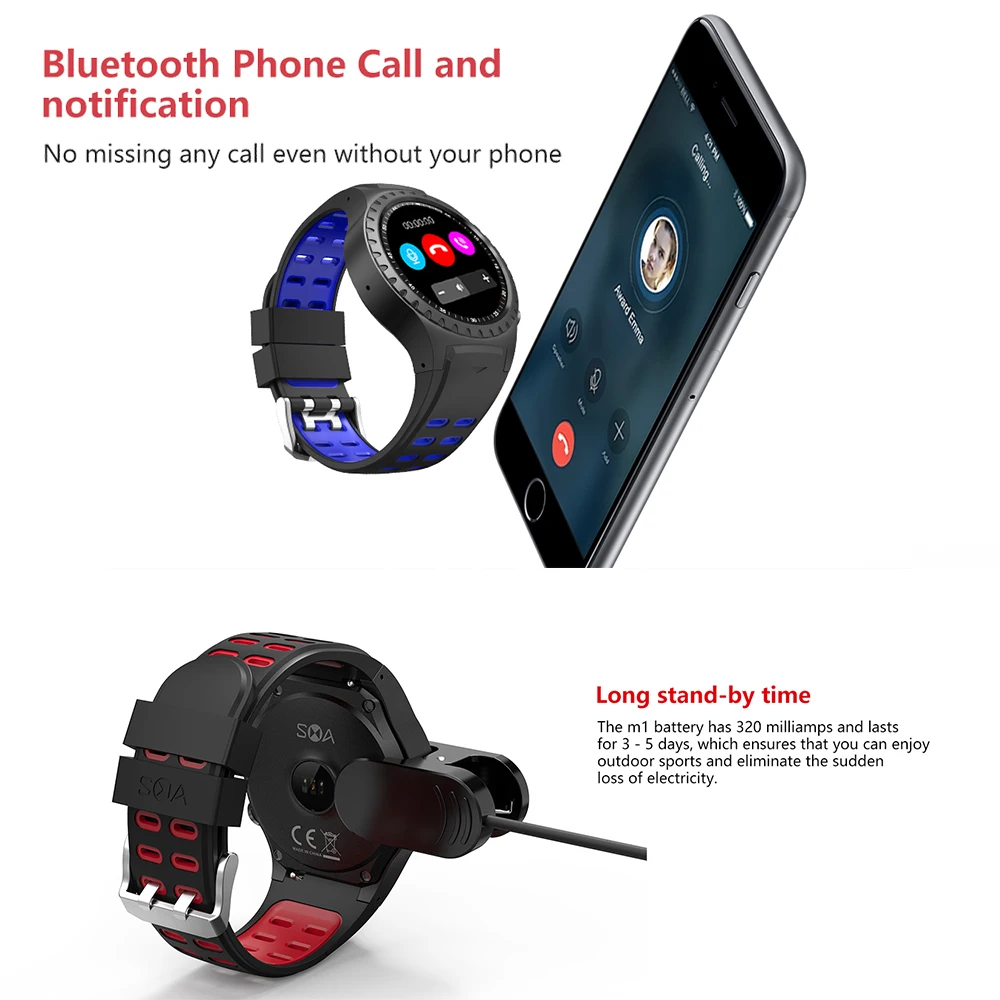 Смарт часы с GPS Bluetooth фитнес трекер пульсометр компас активности мужские