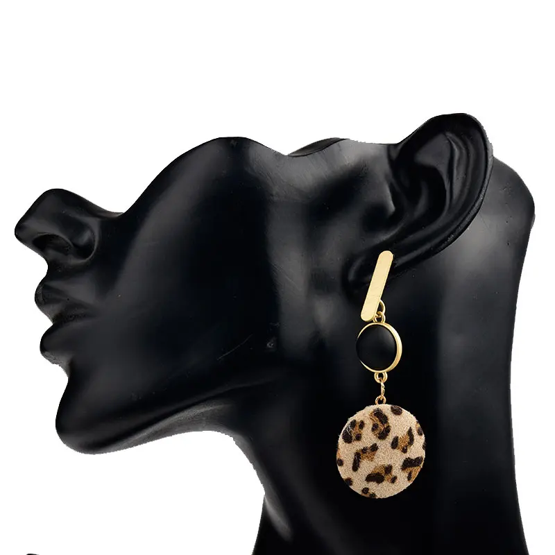 

Hot Sale Drop Earrings For Women Fashion 3 Color Leopard print Dangle Black Beads oorbellen Statement Earrings Party Jewelry