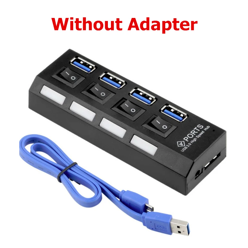 Black no adapter Высокоскоростной 4 порта USB 3,0 концентратор USB3.0 концентратор портативный OTG концентратор USB разветвитель для Apple Macbook Air ноутбук ПК планшет аксессуары - Цвет: Black no adapter