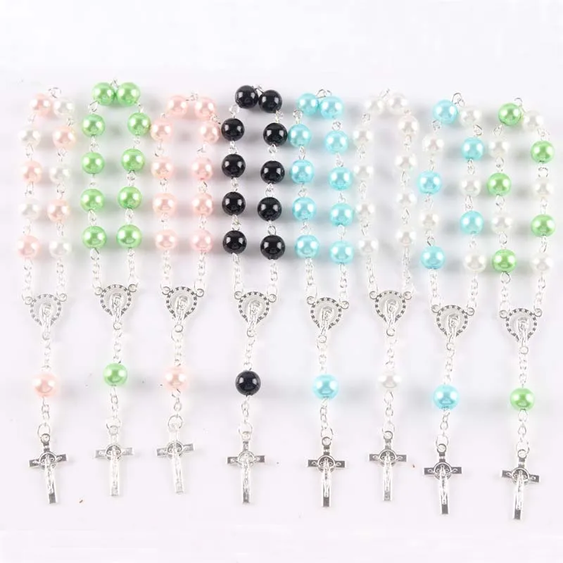 Религиозные Подарки многоцветные пластиковые Персиковое сердце Розария браслет