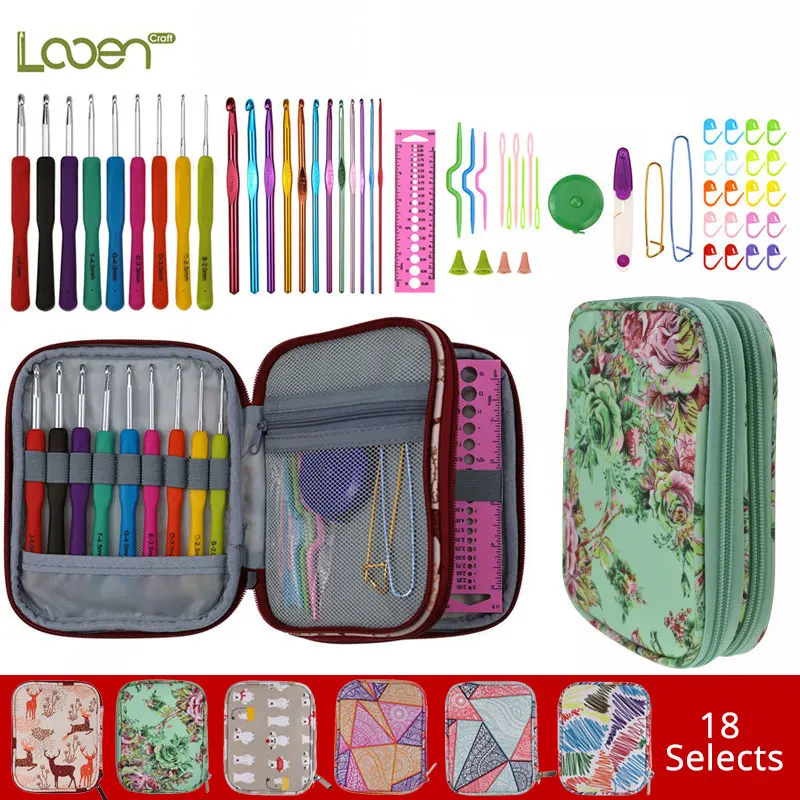 Looen крючком Крючки комплект с принтом с животными эргономичный пряжа игла вязание крючком ножницы швейный набор аксессуаров Игла DIY Искусство ремесло