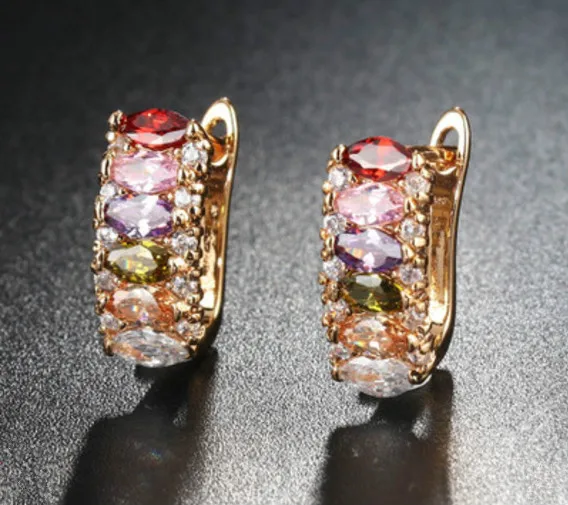 Fashion Europe and America luxury creative toothed colorful zircon earrings temperament elegant ladies | Украшения и аксессуары