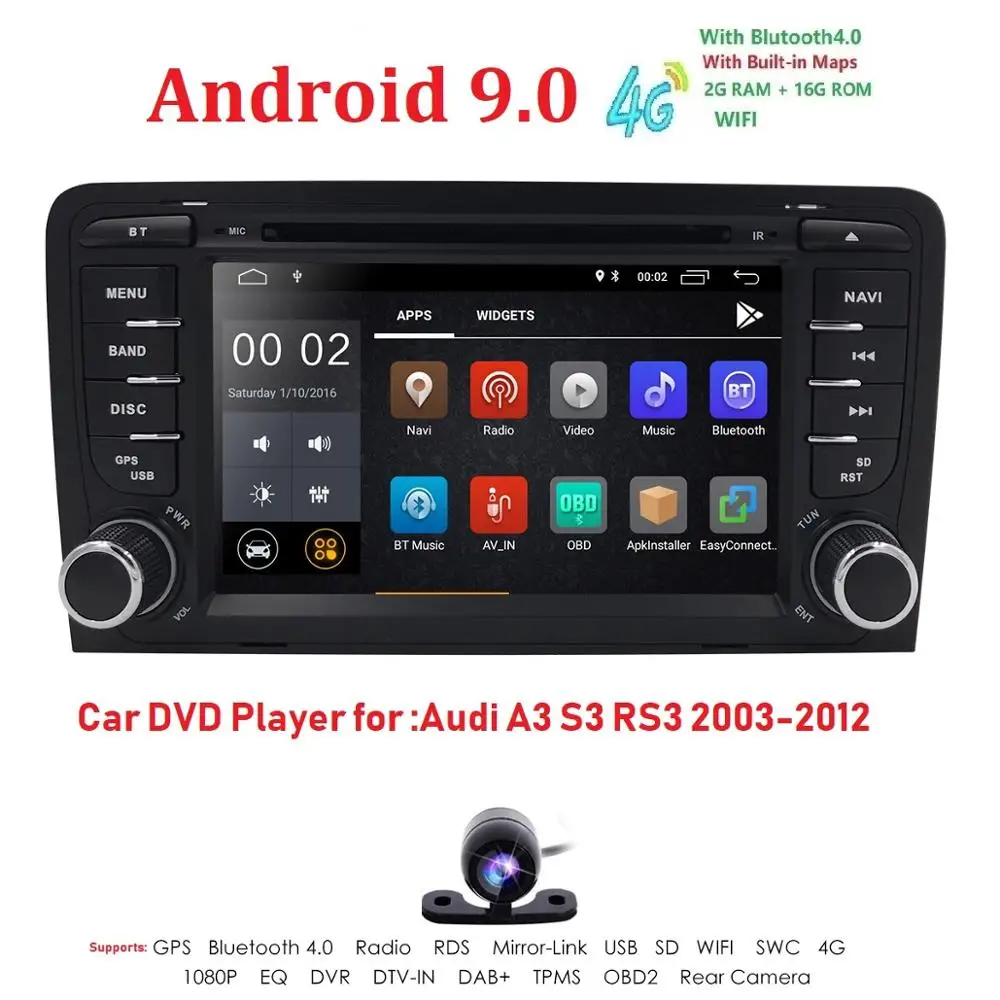 Android 9 0 4G Autoaudio Fit Audi A3 S3 RS3 2003 2012 в автомобиле стерео головное устройство CD DVD плеер