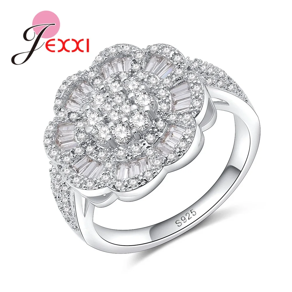 

Wedding Rings 925 Sterling Silver Rings For Women Cute Accessory Flower Crystal Zirconia Rings Female Rings Engagement