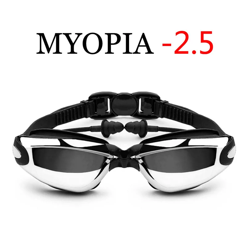 Myopia Black -2.5 Очки для плавания для близорукости, очки для мужчин и женщин, профессиональные очки для плавания для взрослых, водонепроницаемые оптические очки для дайвинга - Цвет: Myopia Black -2.5