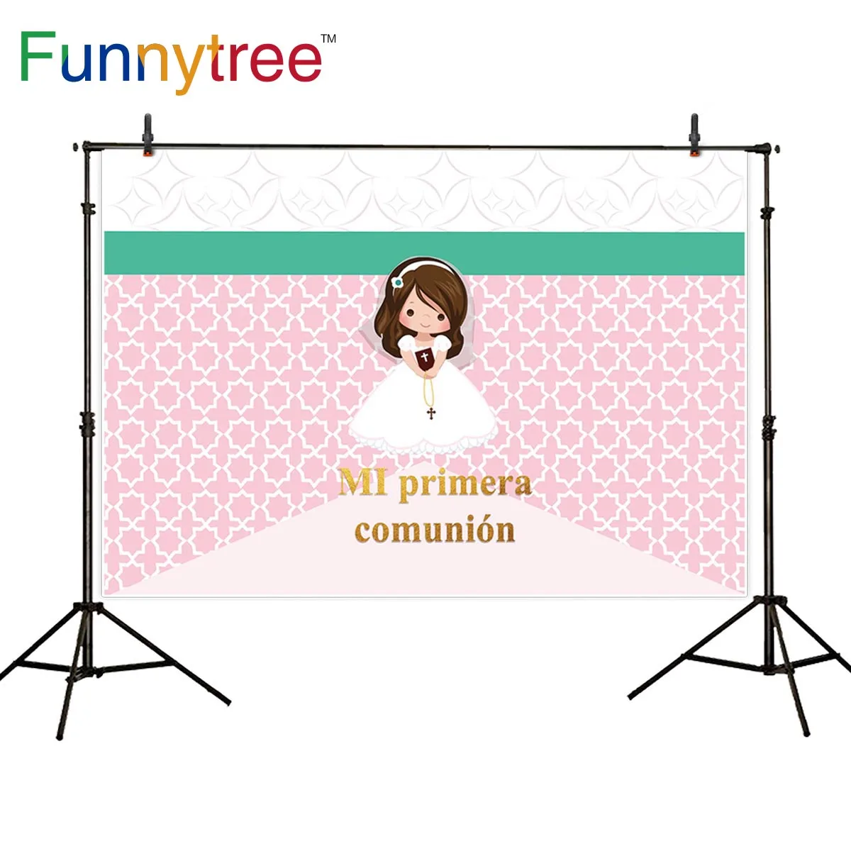 

Фотофон Funnytree с розовым Дамаском для свадебного причастия фон для фотосъемки студийный Декор