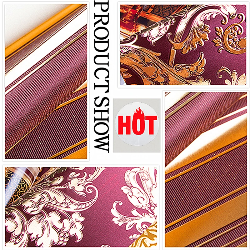 

Damascus Pattern Golden And Purple Color Wallpaper For Wedding Living Room Bedroom Gold Foil Wallpaper
