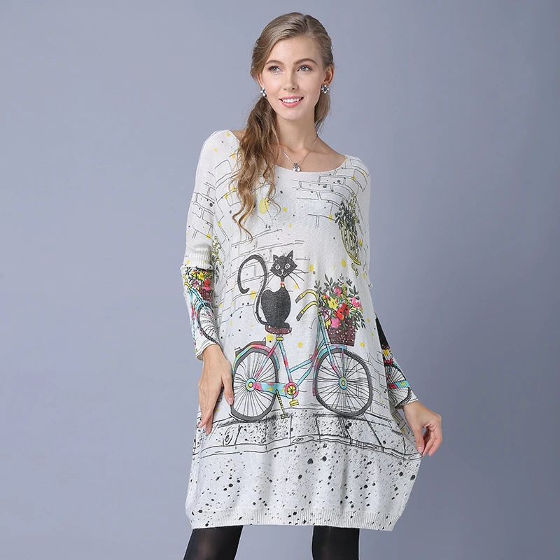 ARCSINX Cute Sweater Women Plus Size Oversize Long Female 10XL 9XL 8XL 7XL 6XL 5XL 4XL 3XL Thin Casual Pullover | Женская одежда