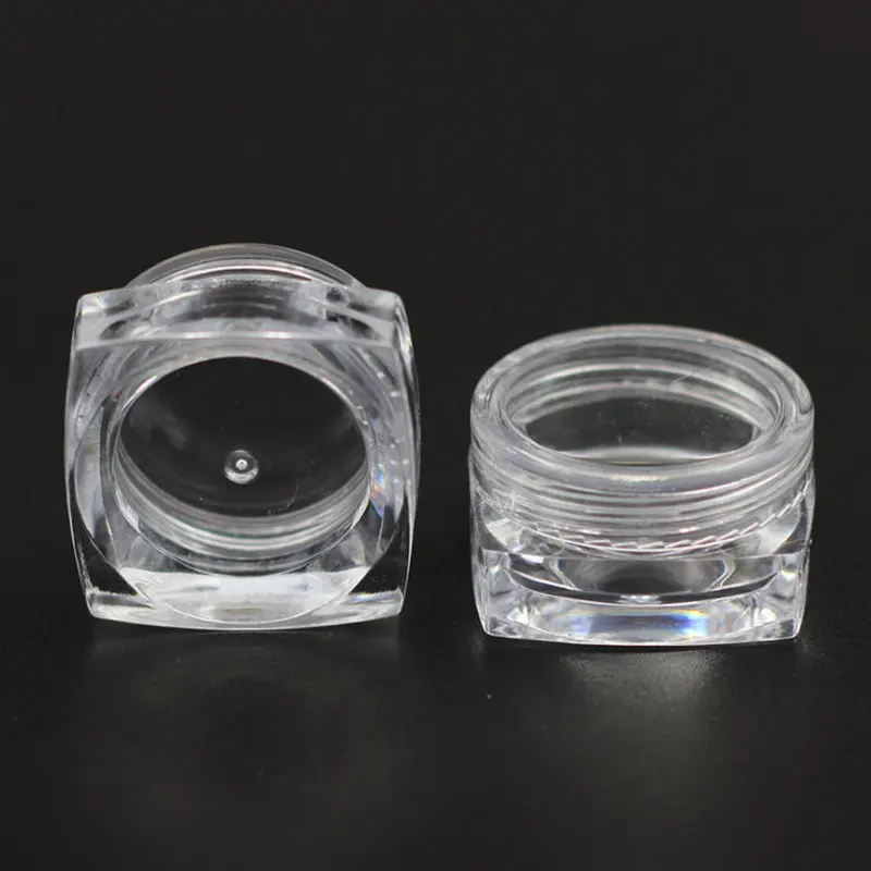 100 шт./лот прозрачная банка для крема с квадратной основой 3 г пластиковая мл