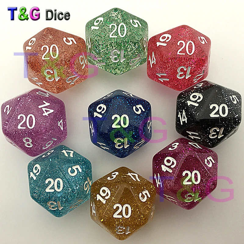 5 шт./компл. T & G Высокое качество Многоцветный D20 кости набор блестящий эффект 20