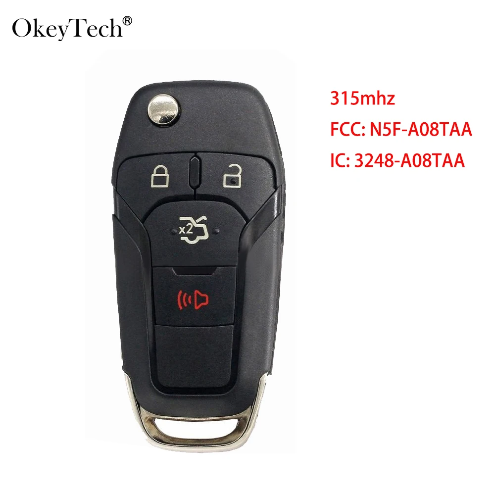

OkeyTech 3 + 1 кнопка дистанционного ключа для Ford Fusion Escort 2013-2016 315 МГц N5F-A08TAA 49 чип складной HU101 неразрезанное лезвие