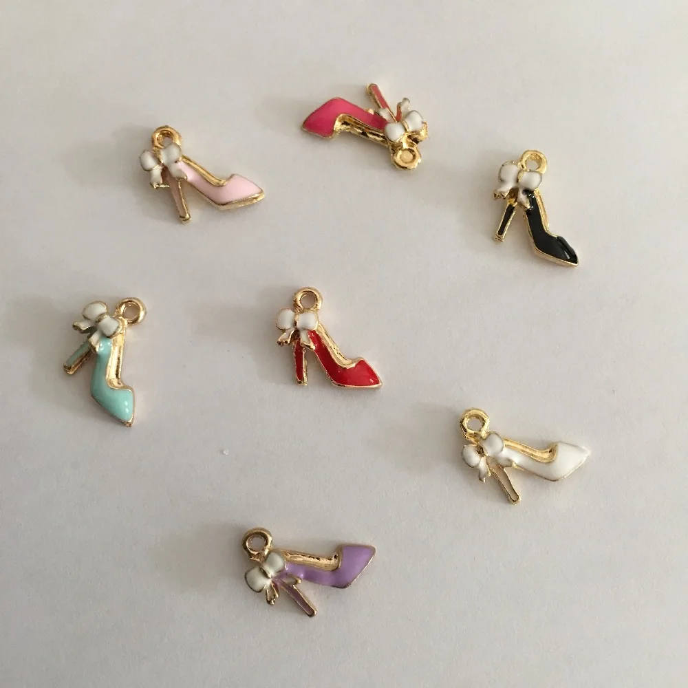 20pcs/lot high heeled shoes size 15*12mm pendant alloy enamel charm DIY accessories of necklace bracelet headdress|enamel charms|alloy enamelcharm