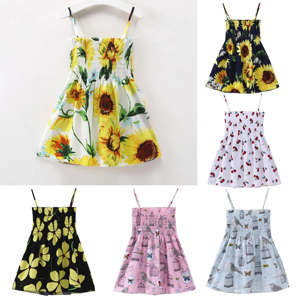 Летние платья для маленьких девочек 2019 одежда с цветочным рисунком из