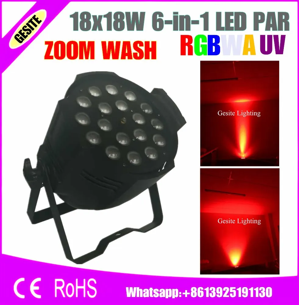 4 шт./лот Par led zoom motorise 18x18 Вт par rgbwauv 6 в 1 wash can | Лампы и освещение