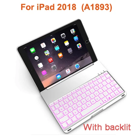 Silver with backlit Witsp@ d роскошный Bluetooth чехол для клавиатуры для iPad Air 2, беспроводная клавиатура для нового iPad, светодиодный подсветка+ алюминиевый корпус - Цвет: Silver with backlit