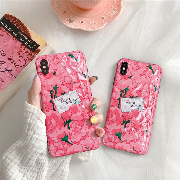 Мягкий и гладкий Чехол IMD для iphone XS Max розовый персиковый с алмазной текстурой