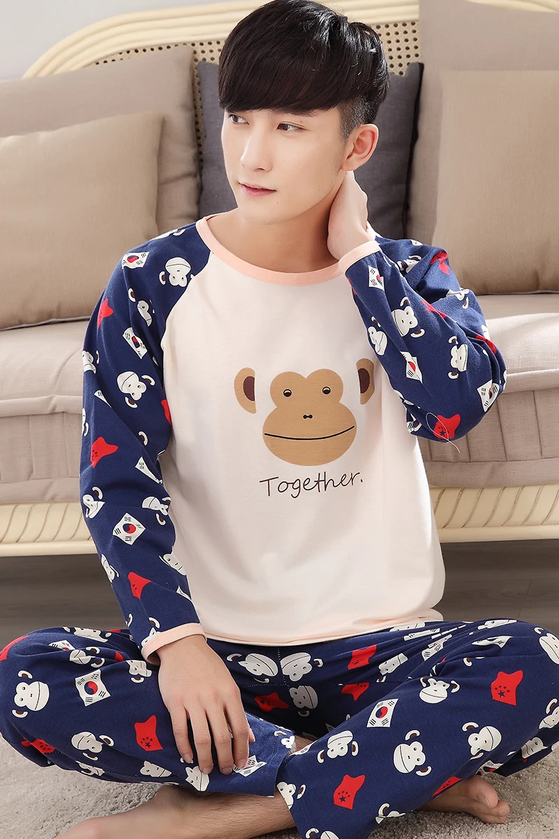 2019 Новая Осенняя мужская пижама одежда для сна с длинными рукавами рисунком 5078|male