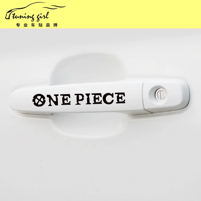

Car Stickers ONE PIECE Cartoon Pirates Creative Decals For Door Handle Auto Tuning Styling Vinyls 4 PCS/Set 13x2cm D11