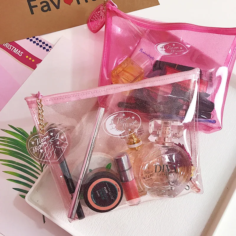 Милая прозрачная косметичка Женская дорожная прозрачный ПВХ чехол карандаш для