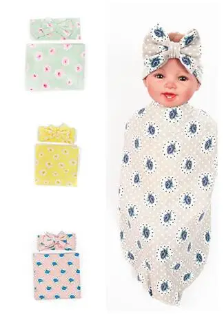 Новинка лета 2017 детское бамбуковое Пеленальное Одеяло и повязка на голову с